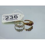 1 X 9 CT GOLD & PLATINUM RING + 1 X 9 CT GOLD RING, BOTH WITH STONES, TOTAL WEIGHT 3.33 GRAMS