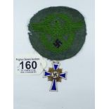 1938 GERMAN MOTHER'S CROSS + NAZI POLICE CLOTH BADGE