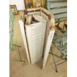 2 X 3 FOLD FRENCH PAINTED WOODEN SHUTTERS + 1 SINGLE PANEL 81 X 145 X 3 CMS & 75 X 21 X 3 CMS