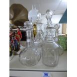 6 VINTAGE GLASS DECANTERS