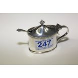 HALLMARKED SILVER OVAL MUSTARD POT WITH LINER, BY WALKER & HALL + HALLMARKED SILVER SPOON