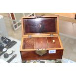 GEORGIAN MAHOGANY INLAID 3 DIVISION TEA CADDY