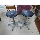 PAIR OF VINTAGE INDUSTRIAL ADJUSTABLE STOOLS