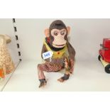 VINTAGE MUSICAL JOLLY CHIMP WITH CYMBALS, MADE IN JAPAN CK, TO BASE