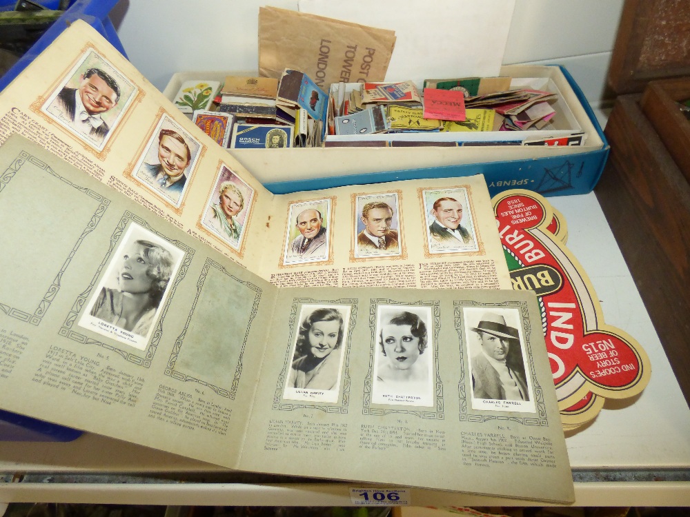 MATCH BOX COLLECTION, FILM STAR CIGARETTE CARDS IN 2 BOOKS & VINTAGE BEER MATS - Image 2 of 2