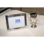 HALLMARKED SILVER PHOTO FRAME + HALLMARKED SILVER TROPHY CUP