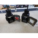 2 X BRITISH RAIL (W) RAILWAY LAMPS WITH BURNERS