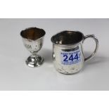 HALLMARKED SILVER MUG & EGG CUP A/F