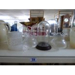 QUANTITY OF VINTAGE GLASS ITEMS INCLUDING DOMES