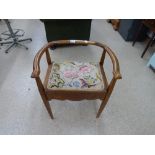 PIANO STOOL WITH CREWEL WORK SEAT
