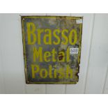 ENAMEL ADVERTISING SIGN BRASSO METAL POLISH 26 X 30 CMS