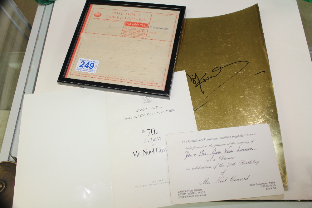 4 X ITEMS OF NOEL COWARD MEMORABILIA INCLUDING A 1955 TELEGRAM