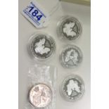 4 X USA 1 oz FINE SILVER ONE DOLLAR COINS, 1986, 1987, 2003 & 2006