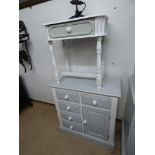 PAINTED BEDSIDE CABINET & MATCHING CHEST OF DRAWERS