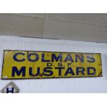 ENAMEL SIGN ADVERTISING COLMANS DSF MUSTARD 160 X 40 CMS