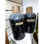 2 VINTAGE CHEMIST BOTTLES 34 CMS