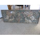 CARVED WOOD ORIENTAL PAINTED PANEL 36 X 100 CMS