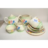 CLARICE CLIFF CROCUS PATTERN PART TEA SET