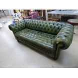 GREEN 3 SEATER CHESTERFIELD