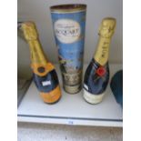 3 BOTTLES OF CHAMPAGNE, MOET & CHANDON, VEUVE CLICQUOT PONSARDIN & JACQUART