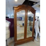 2 DOOR CARVED FRENCH ARMOIRE, WITH DRAWERS AND BEVELLED MIRRORS 140 X 250 CMS