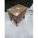 OAK WORKBOX WITH BRASS HORSE MOTIF