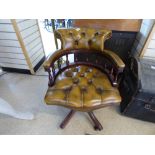 BROWN LEATHER CAPTAINS OFFICE / DESK CHAIR