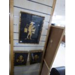 3 X GILT FRAMED ORIENTAL HANDMADE PICTURES