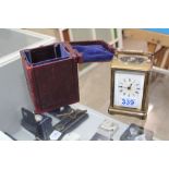 BRASS CARRIAGE CLOCK & CASE A/F 16 CMS