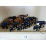 QUANTITY OF AFRICAN STYLE WOODEN ELEPHANT FIGURES