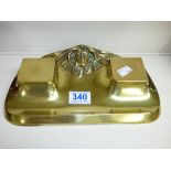 ART NOUVEAU BRASS DOUBLE INKSTAND