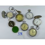 6 X POCKET WATCHES & 1 COMPASS