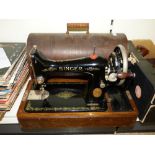 VINTAGE WOODEN CASED SINGER SEWING MACHINE