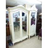 2 PAINTED WARDROBES WITH MIRRORED DOORS, 1 X DOUBLE, 1 X SINGLE