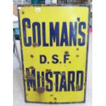 ENAMEL, METAL ADVERTISING SIGN FOR COLMANS DSF MUSTARD H 92CM X W 61CM