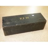 VINTAGE WOODEN TOOLBOX WITH INITIALS R.F.W