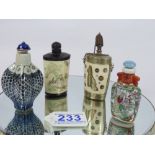 4 ORIENTAL SNUFF BOTTLES