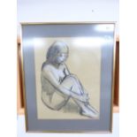 SIGNED PASTEL DRAWING OF A NUDE H 79CM X W 65CM