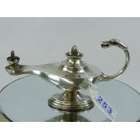 HALLMARKED SILVER ALADIN OIL LAMP LONDON / MARKS RUBBED, POSSIBLY 1907 - 08 F.H 81.18 GRAMS