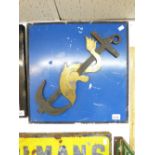 ENAMEL ADVERTISING SIGN 'FISH & ANCHOR' H 48CM X W 48CM