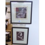 DAVE CROWE SIGNED LIMITED EDITION MARLENE DIETRICH PRINT H 42 cm x W 41CM + 1 OTHER H 37CM X W 33CM