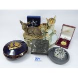 QUANTITY OF MIXED ITEMS INCLUDING SWAROVSKI HEDGEHOG & RUSSIAN TIGER CUB