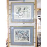 2 FRAMED & GLAZED ARTISTS PROOFS, BLUE TITS & GREAT TITS, SIGNED DAVID KOSLER H 40CM X W 48CM