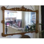 ANTIQUE MIRROR WITH BEVELLED GLASS & GILT FRAME A/F