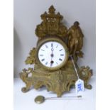 19th CENTURY FRENCH GILT METAL MANTEL CLOCK