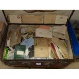 LARGE SUITCASE WITH EPHEMERA, INCLUDING LETTERS, N