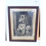 ENGRAVING BY GEORGE ZOBEL OF DOGS 'DIGNITY & IMPUDENCE' H 65CM X W 52CM