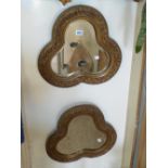 PAIR OF UNUSUAL TREFOIL MIRRORS