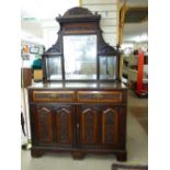 LARGE CARVED, MIRROR BACKED CHIFFONIER WITH HINGED TOP
