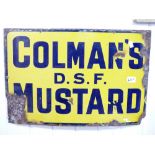 ENAMEL METAL ADVERTISING SIGN COLMANS D.S.F MUSTARD H 40CM X W 61CM